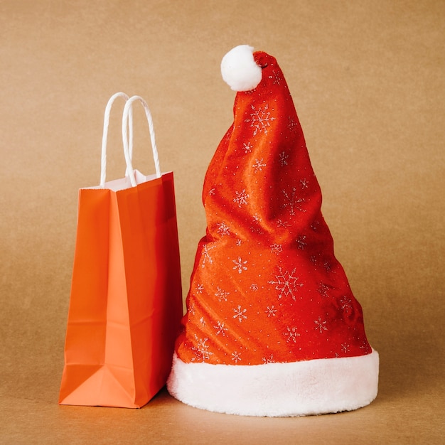 Free photo christmas hat and bag