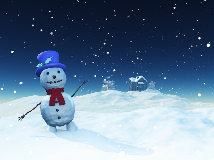 Free Photo christmas landscape with cute snowman