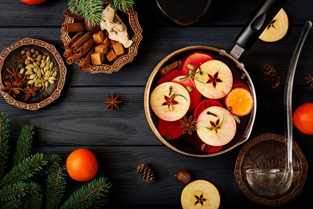 Christmas mulled wine and spices.