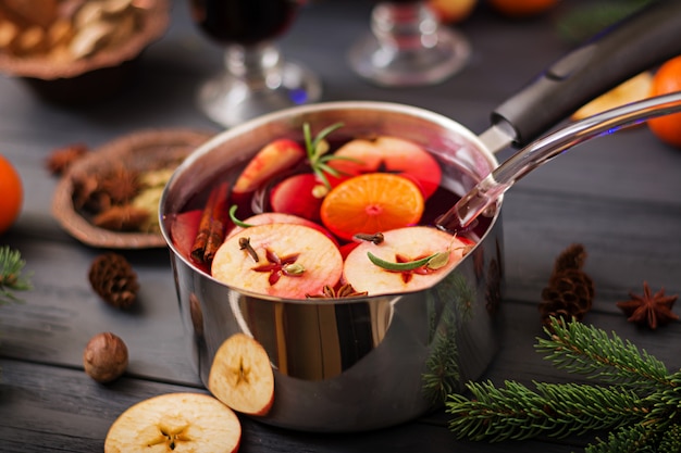 Free photo christmas mulled wine and spices.