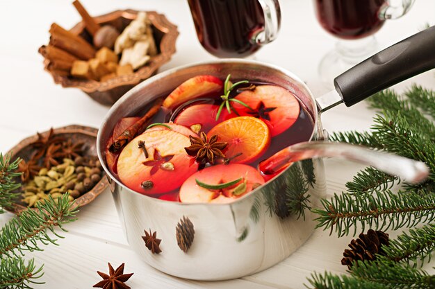 Christmas mulled wine and spices. 