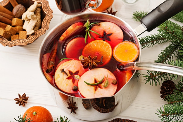 Christmas mulled wine and spices. 