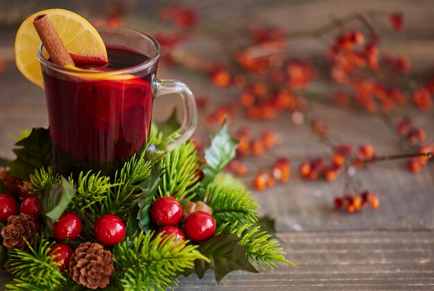 Christmas mulled wine with spices