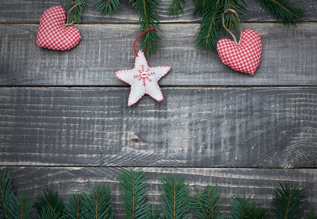 Christmas ornament on the wooden table