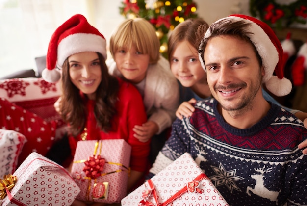 Christmas portrait of loving family