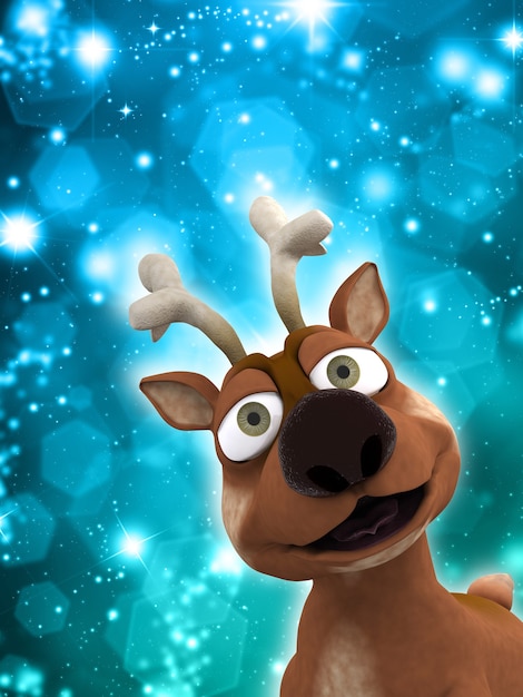 Christmas reindeer on a sparkly lights background
