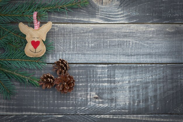 Christmas reindeer on wooden planks