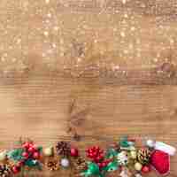 Free photo christmas rustic background with snow on top