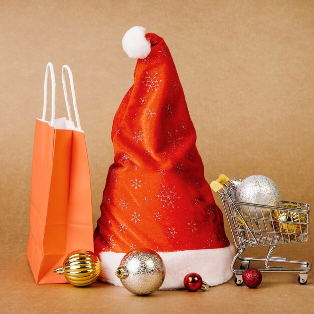 Christmas sales concept with hat in middle