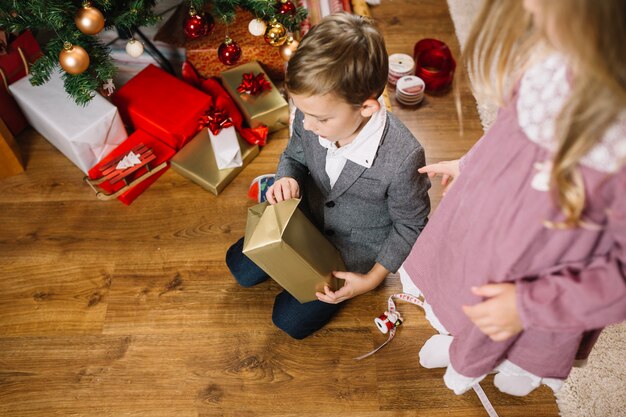 Christmas scene with brothers