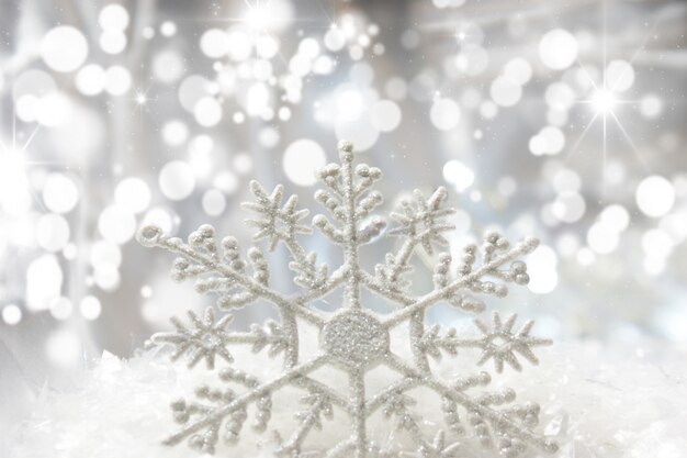 Christmas snowflake with bokeh lights