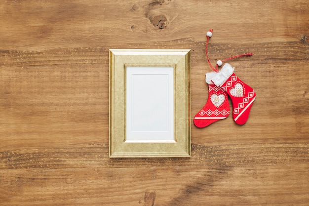 Christmas socks ornaments with frame for mock up