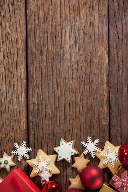 Christmas stars on a wooden table