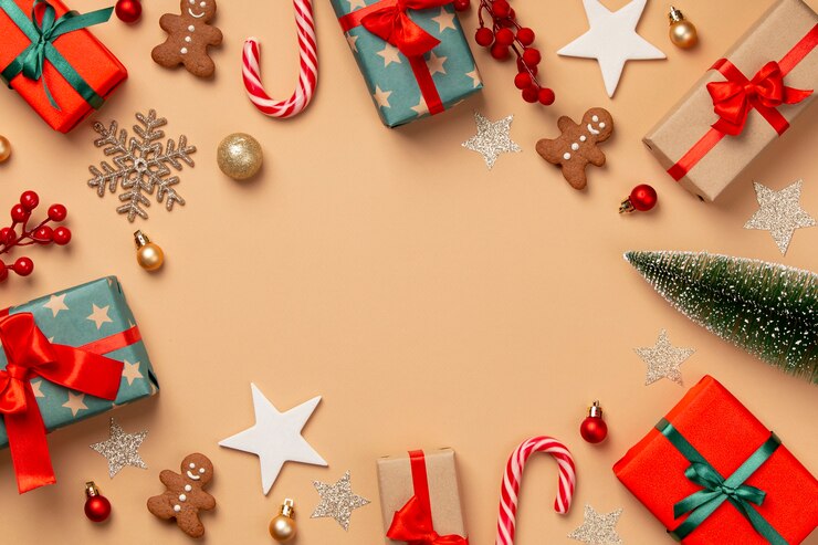 Free Photo christmas still life assortment with copy space