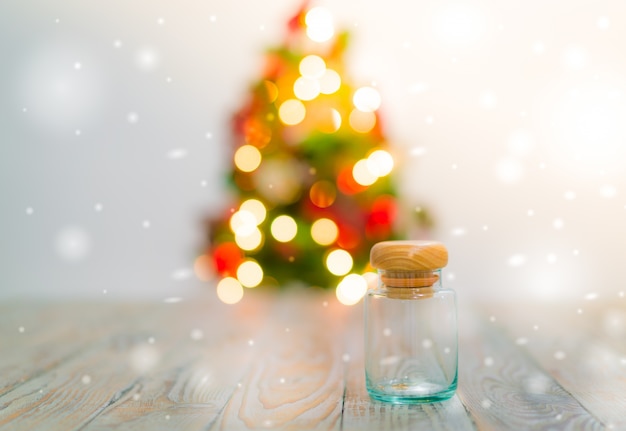 Christmas table background with decorations