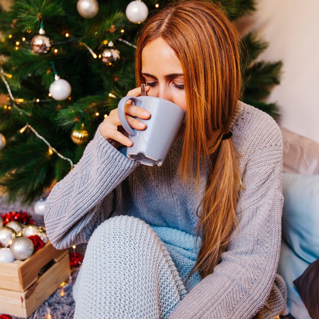 クリスマスとお茶のコンセプト