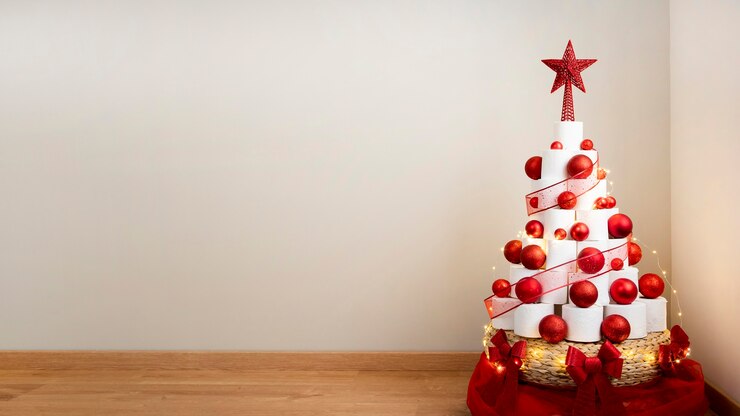 Free Photo christmas toilet paper tree copy space