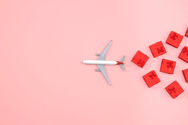 Christmas travel concept with airplane