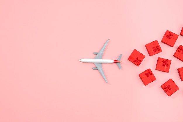 Free photo christmas travel concept with airplane