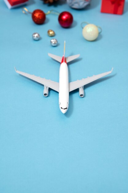 christmas travel concept with airplane