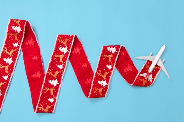 christmas travel concept with airplane
