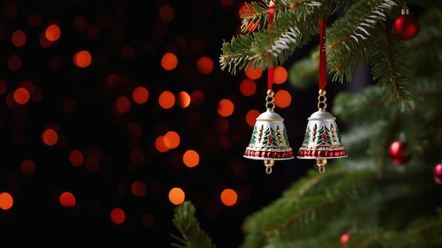 Foto gratuita ornamento delle campane dell'albero di natale