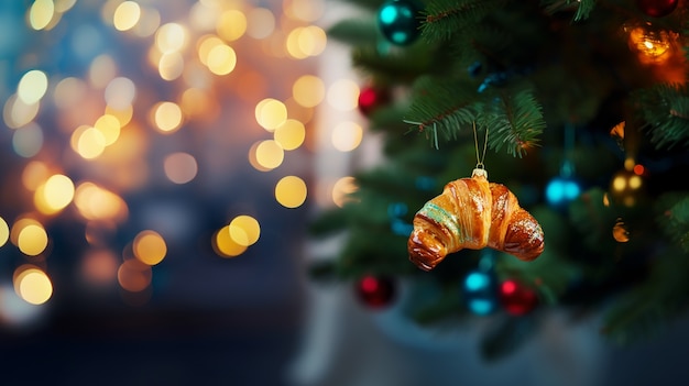 Christmas tree croissant ornament
