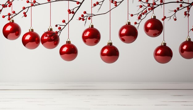 人工知能によって生成された木の上の光沢のある装飾品と雪の結晶で飾られたクリスマス ツリー