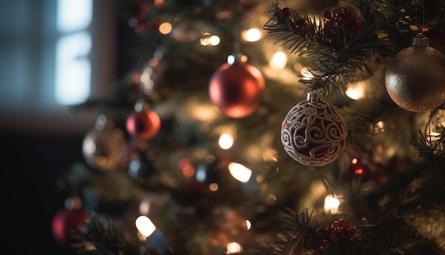 Christmas tree decoration brings joy and warmth to home interiors generated by artificial intelligence