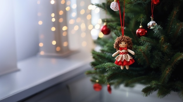 Foto gratuita ornamento per bambola dell'albero di natale