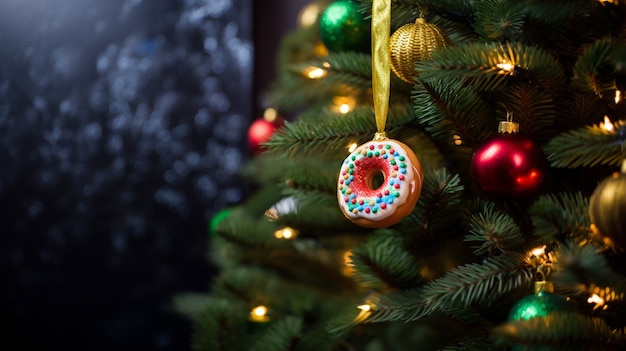 Foto gratuita ornamento per ciambella per albero di natale