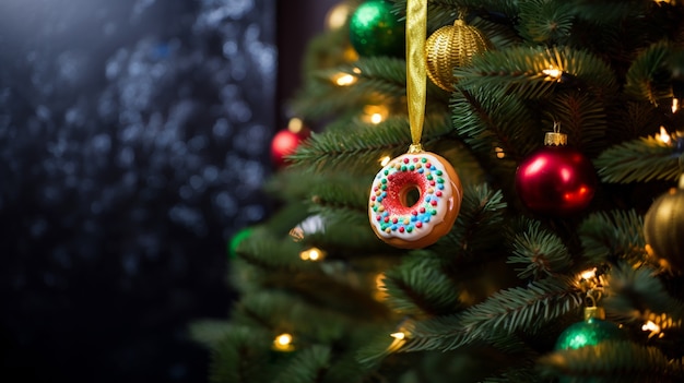 Christmas tree doughnut ornament