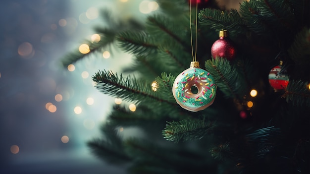 Free photo christmas tree doughnut ornament