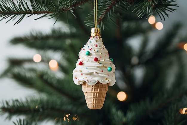 Christmas tree doughnut ornament