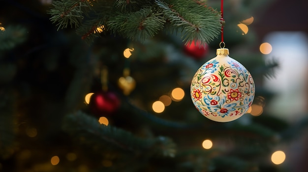 Foto gratuita ornamento del globo dell'albero di natale