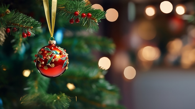 Foto gratuita ornamento del globo dell'albero di natale