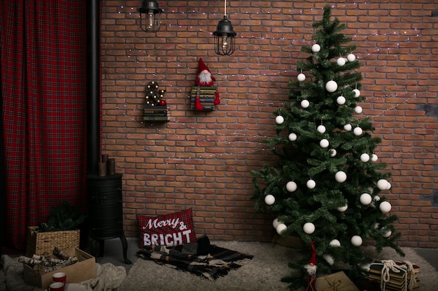 Christmas tree in a loft room