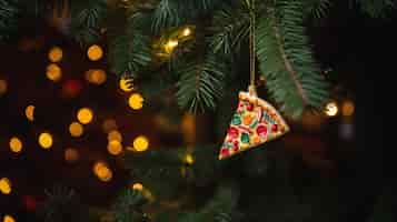 Free photo christmas tree pizza ornament