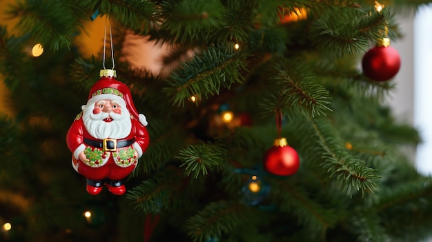 Foto gratuita ornamento di babbo natale per l'albero di natale