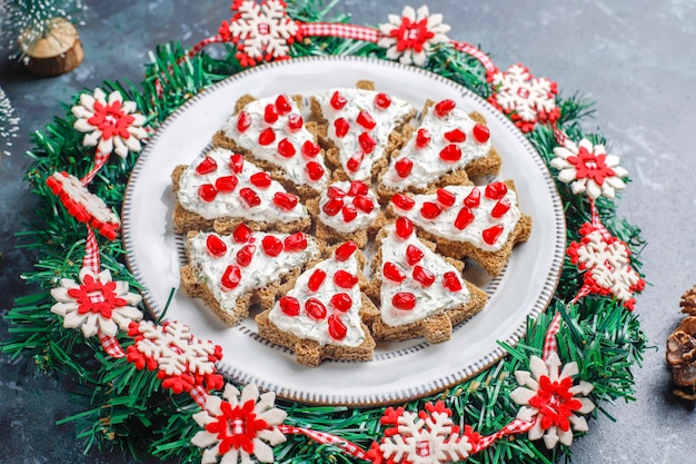 Christmas tree shaped snacks.