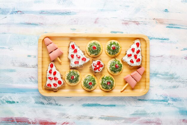 Christmas tree shaped snacks.