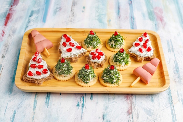 Christmas tree shaped snacks.