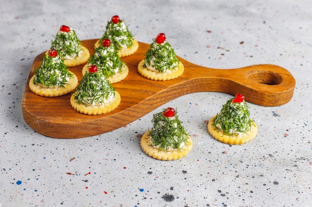 Christmas tree shaped snacks.