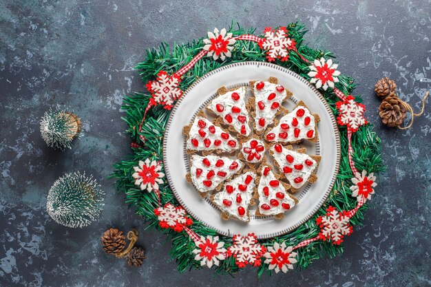 Christmas tree shaped snacks.