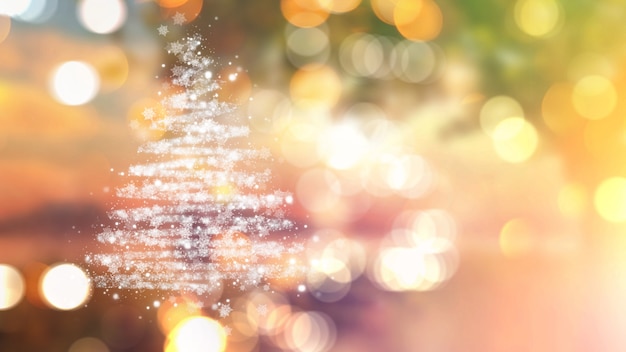 Christmas tree of stars on bokeh lights 