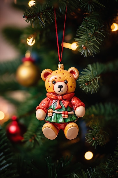 Free photo christmas tree teddybear ornament