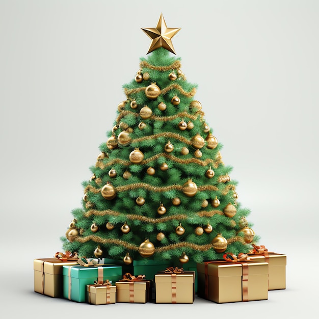 Free photo christmas tree on white ai generated image