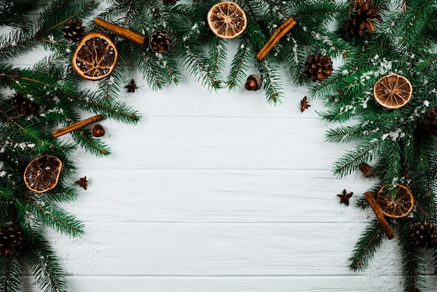 Free photo christmas twigs with lemon and cinnamon