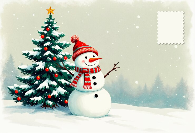 Free Photo christmas vintage postcard illustration