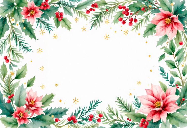 Free Photo christmas watercolor mistletoe illustration